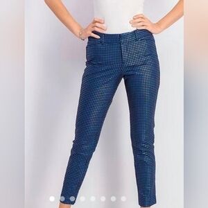 Old Navy Blue & Black Pixie Jacquard Houndstooth Ankle Pants Sz 6